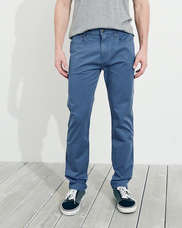 Pantaloni Hollister Uomo Epic Flex Skinny Twill Blu Italia (265AEWSH)